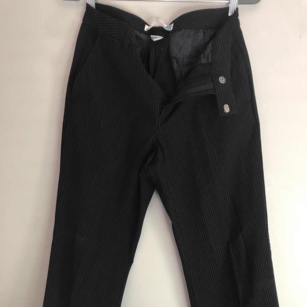 Black pinstriped dress pants